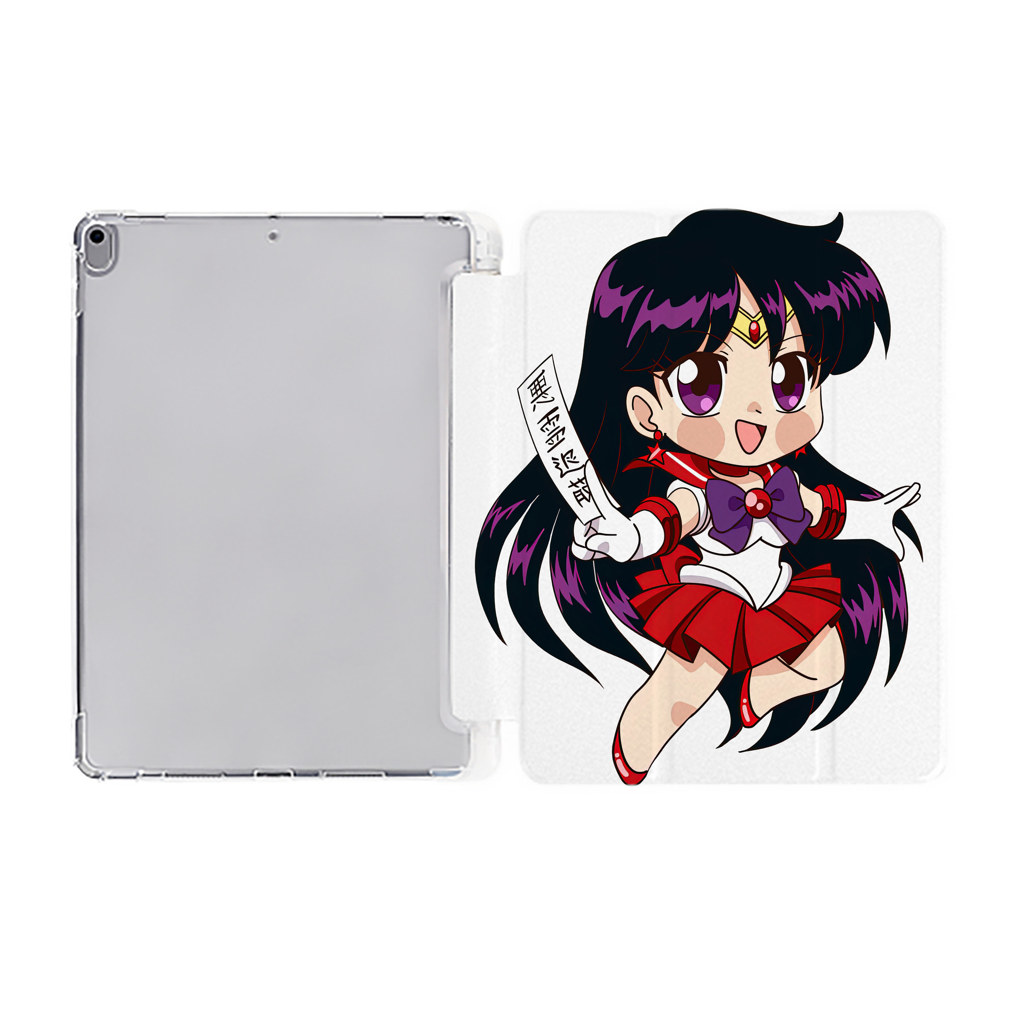 （画像用） 美少女戦士セーラームーン 火野レイ ひの レイ Sailor Moon Hino Rei （セーラーマーズ,Sailor Mars） IPad ケース ペン収納付き 三つ折りスタンド PUレザー×シリコン 対応機種9.5/10.5/10.9インチ